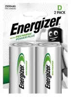 Rechargeable Battery Energizer ACCU Recharge Power Plus HR20 LR20 2500 mAh size D 1.2V Pcs 2