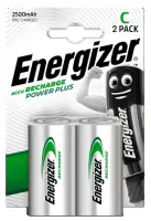 Rechargeable Battery Energizer ACCU Recharge Power Plus HR14 LR14 2500 mAh Size C 1.2V Pcs 2