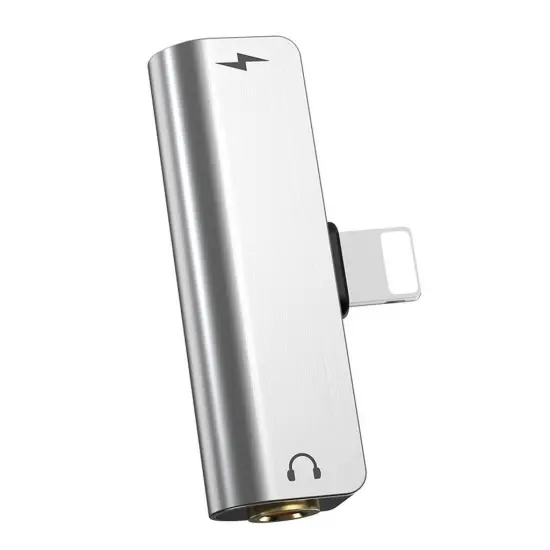 External Sound Card Hoco LS25 for Charging and Sound Transfer from Lightning to 3.5mm and Lightning 2.0A Silver