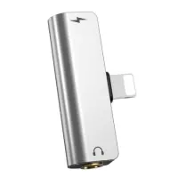 External Sound Card Hoco LS25 for Charging and Sound Transfer from Lightning to 3.5mm and Lightning 2.0A Silver