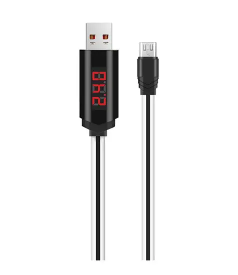 Data Cable Hoco U29 LED Display USB to Micro-USB Flat 2.0A Fast Charging White 1m