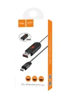 Data Cable Hoco U29 LED Display USB to Micro-USB Flat 2.0A Fast Charging White 1m