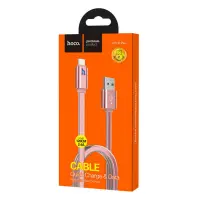 Data Cable Hoco UPL 12 Plus USB 2.4A to Micro-USB with PVC Jelly and Bright Indicator Rose Gold 1.2m