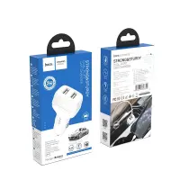 Car Charger Hoco Z36 Leader 12W with 2 USB Outputs 5V 2.4A Max White
