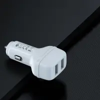 Car Charger Hoco Z36 Leader 12W with 2 USB Outputs 5V 2.4A Max White