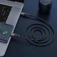Cable Hoco X50 Exquisito USB-C to USB-C 100W 5.0A/20V Braided Black 2m