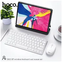 Bluetooth Keyboard Hoco. DI05 V.4.0 Mini with Bluetooth Mouse of 3 Buttons 2.4G 1200 DPI White