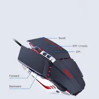 Wired Mechanical Mouse iMICE T80 Gamer 6D with 6 Buttons, 3200 DPI LED Lightning. Black