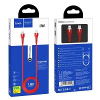 Data Cable Hoco X45 Surplus with LED Indicator USB-C to Lightning Super Fast Charge PD18W Red 1m