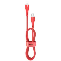 Data Cable Hoco X45 Surplus with LED Indicator USB-C to Lightning Super Fast Charge PD18W Red 1m