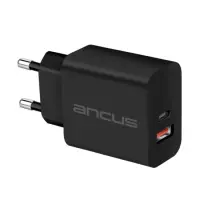 Travel Charger Switching Ancus Supreme Series C70D Dual Fast Charge with USB/USB-C Έξοδο QC3.0 PD 30W Black