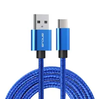 Data Cable Ancus Flow Plus E54 USB to USB-C 2.0A Reinforced Plugs and Braided Cable Blue 1m