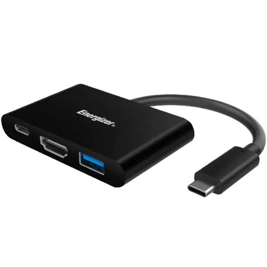 Hub Energizer USB-C HC303CV  to USB-A 3.0 + HDMI 4K + USB-C Black