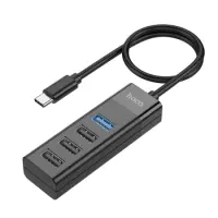 Hub USB-C Hoco HB25 4 in 1 Easy display USB-C to 1xUSB3.0 and 3xUSB2.0 Black