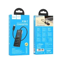 Hub USB-C Hoco HB25 4 in 1 Easy display USB-C to 1xUSB3.0 and 3xUSB2.0 Black