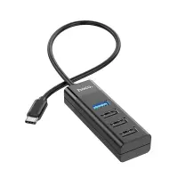 Hub USB-C Hoco HB25 4 in 1 Easy display USB-C to 1xUSB3.0 and 3xUSB2.0 Black