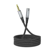 Audio Cable Hoco UPA20  3.5mm Male to 3.5mm Female Braided 1m Black