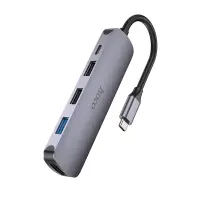 Hub USB-C Hoco HB27 HDMI+PD60W+USB3.0+2xUSB2.0 60W 20V/3A Grey 13cm