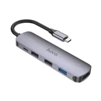 Hub USB-C Hoco HB27 HDMI+PD60W+USB3.0+2xUSB2.0 60W 20V/3A Grey 13cm
