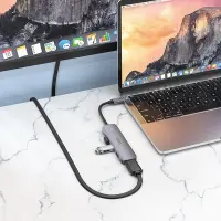 Hub USB-C Hoco HB27 HDMI+PD60W+USB3.0+2xUSB2.0 60W 20V/3A Grey 13cm