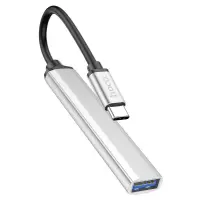 Hub USB-C Hoco HB26 USB3.0+3xUSB2.0 Silver 13cm