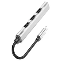 Hub USB-C Hoco HB26 USB3.0+3xUSB2.0 Silver 13cm
