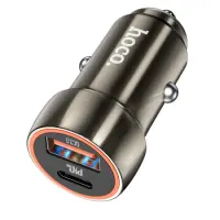 Car Charger Hoco Z46A Blue Whale USB-C PD20W to USB 18W QC3.0 5V/3A Grey