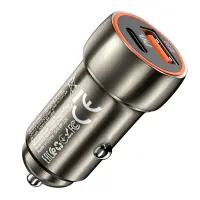 Car Charger Hoco Z46A Blue Whale USB-C PD20W to USB 18W QC3.0 5V/3A Grey
