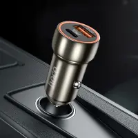 Car Charger Hoco Z46A Blue Whale USB-C PD20W to USB 18W QC3.0 5V/3A Grey