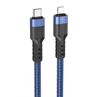 Data Cable Hoco U110 USB-C to Lightning Braided PD20W 3A Extra Durability Braided Blue 1.2m