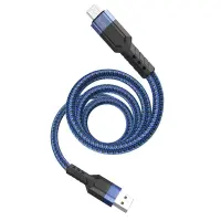 Data Cable Hoco U110 USB to Micro-USB 2.4A Extra Durability Braided Blue 1.2m
