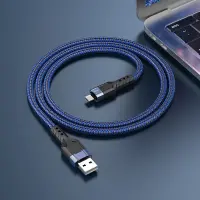 Data Cable Hoco U110 USB to Micro-USB 2.4A Extra Durability Braided Blue 1.2m