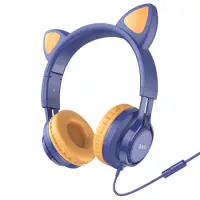 Stereo Headphones Kids Hoco W36 Cat ear with Microphone Hi-Fi 3.5mm Blue
