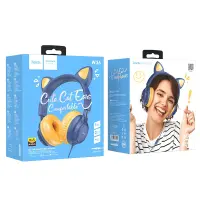 Stereo Headphones Kids Hoco W36 Cat ear with Microphone Hi-Fi 3.5mm Blue