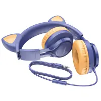 Stereo Headphones Kids Hoco W36 Cat ear with Microphone Hi-Fi 3.5mm Blue