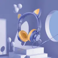Stereo Headphones Kids Hoco W36 Cat ear with Microphone Hi-Fi 3.5mm Blue