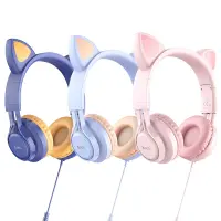 Stereo Headphones Kids Hoco W36 Cat ear with Microphone Hi-Fi 3.5mm Blue