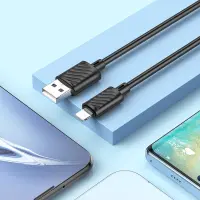 Cable Hoco X88 USB to Lightning 2.4A Fast Charging Black 1m