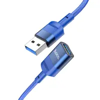 Extension Cable Hoco U107 USB Male to USB 3.0 Female 3A 5Gbps OTG Braided Blue 1.2m