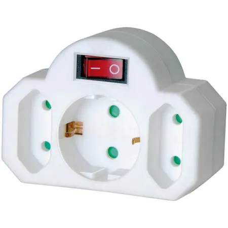 Adapter Brennenstuhl with 2 Plugs and 1 Suko Plug and Safety Switch IP20 White