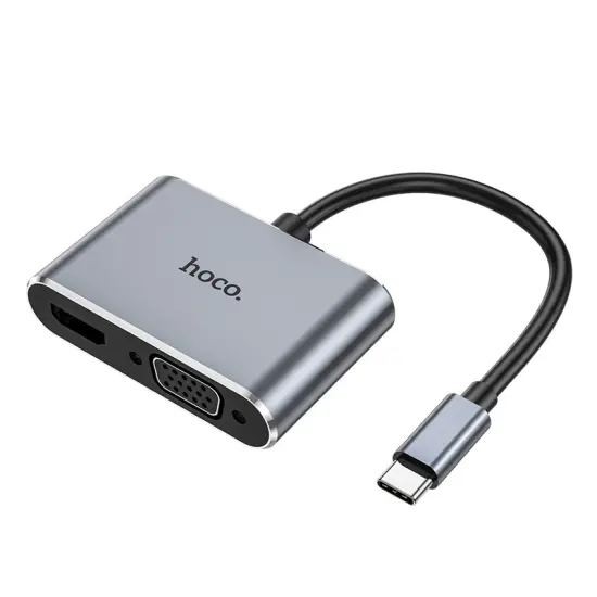 Hub USB-C Hoco HB29 Easy-Lead with HDMI 4K 30Hz and VGA 1080P Grey 15cm