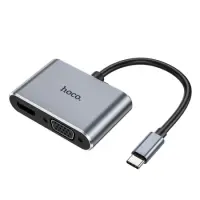 Hub USB-C Hoco HB29 Easy-Lead with HDMI 4K 30Hz and VGA 1080P Grey 15cm