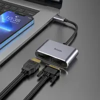 Hub USB-C Hoco HB29 Easy-Lead with HDMI 4K 30Hz and VGA 1080P Grey 15cm
