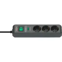 Brennenstuhl Eco-Line Power Strip with Power Surge Protection 13.500A with 3xSuko On/Off Switch  IP20 1.5 m Black