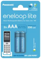 Rechargeable Battery Panasonic Eneloop Lite BK-4LCCE/2CP 550 mAh size AAA Ni-MH 1.2V 2 Pcs. Eco Pack