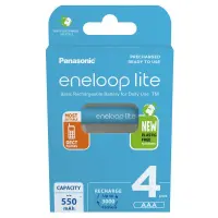 Rechargeable Battery Panasonic Eneloop Lite BK-4LCCE/4BE 550 mAh size AAA Ni-MH 1.2V Τεμ. 4 New Package