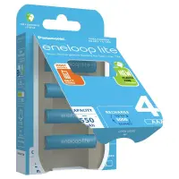 Rechargeable Battery Panasonic Eneloop Lite BK-4LCCE/4BE 550 mAh size AAA Ni-MH 1.2V Τεμ. 4 New Package
