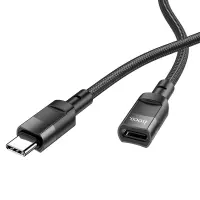 Extension Cable Hoco U107 USB-C to USB-C 2.0 3A OTG Black 1.2m Braided