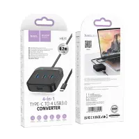 Hub USB-C Hoco HB31 Easy 4-in-1 with 4xUSB3.0 Black 20cm