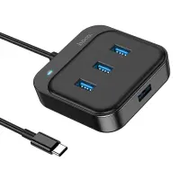 Hub USB-C Hoco HB31 Easy 4-in-1 with 4xUSB3.0 Black 20cm
